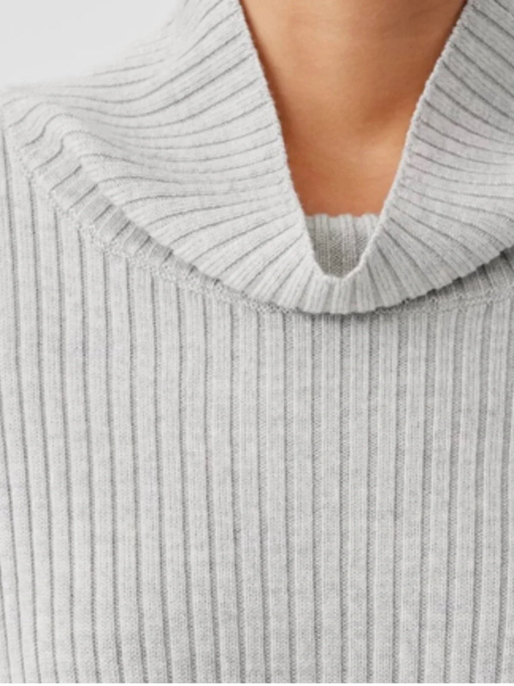 Eileen Fisher Merino Wool Turtleneck Top sweater sea salt / light gray